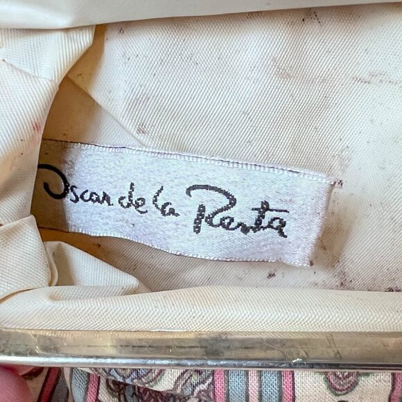 Vintage Oscar de la Renta Granny pattern makeup Bag with mirror - Picture 4 of 4